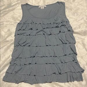 LC Lauren Conrad Slate Ruffle Tank Top